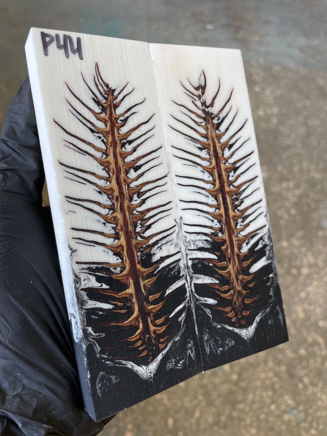 Pinecone in resin stabilized pair scales pine cone sprice for knifehand P44