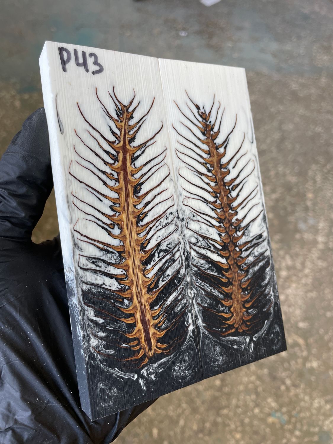 Pinecone in resin stabilized pair scales pine cone sprice for knifehand P43