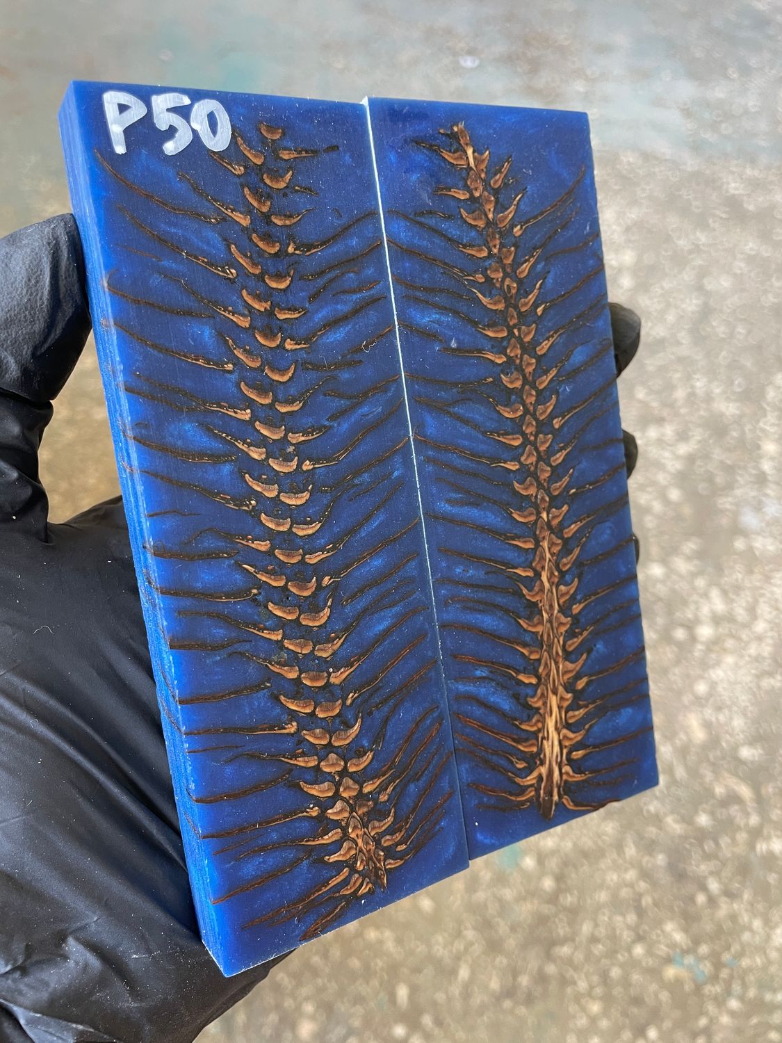 Pinecone in resin stabilized pair scales pine cone sprice for knifehand P50