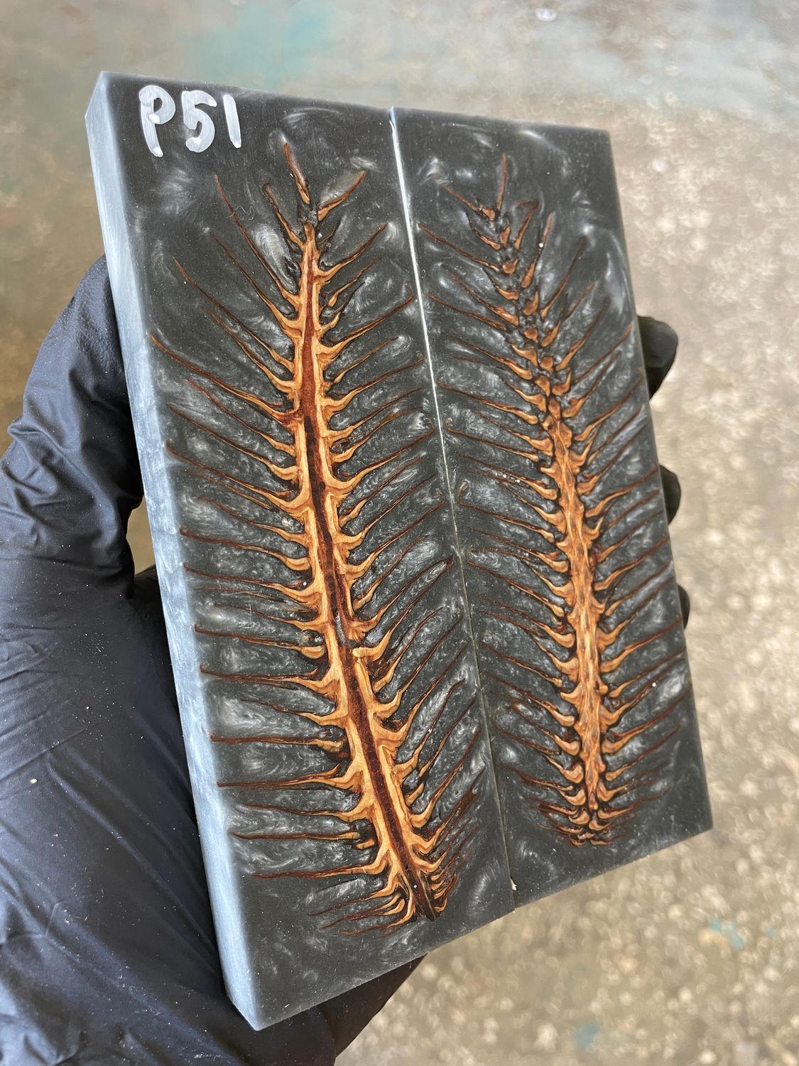 Pinecone in resin stabilized pair scales pine cone sprice for knifehand P51