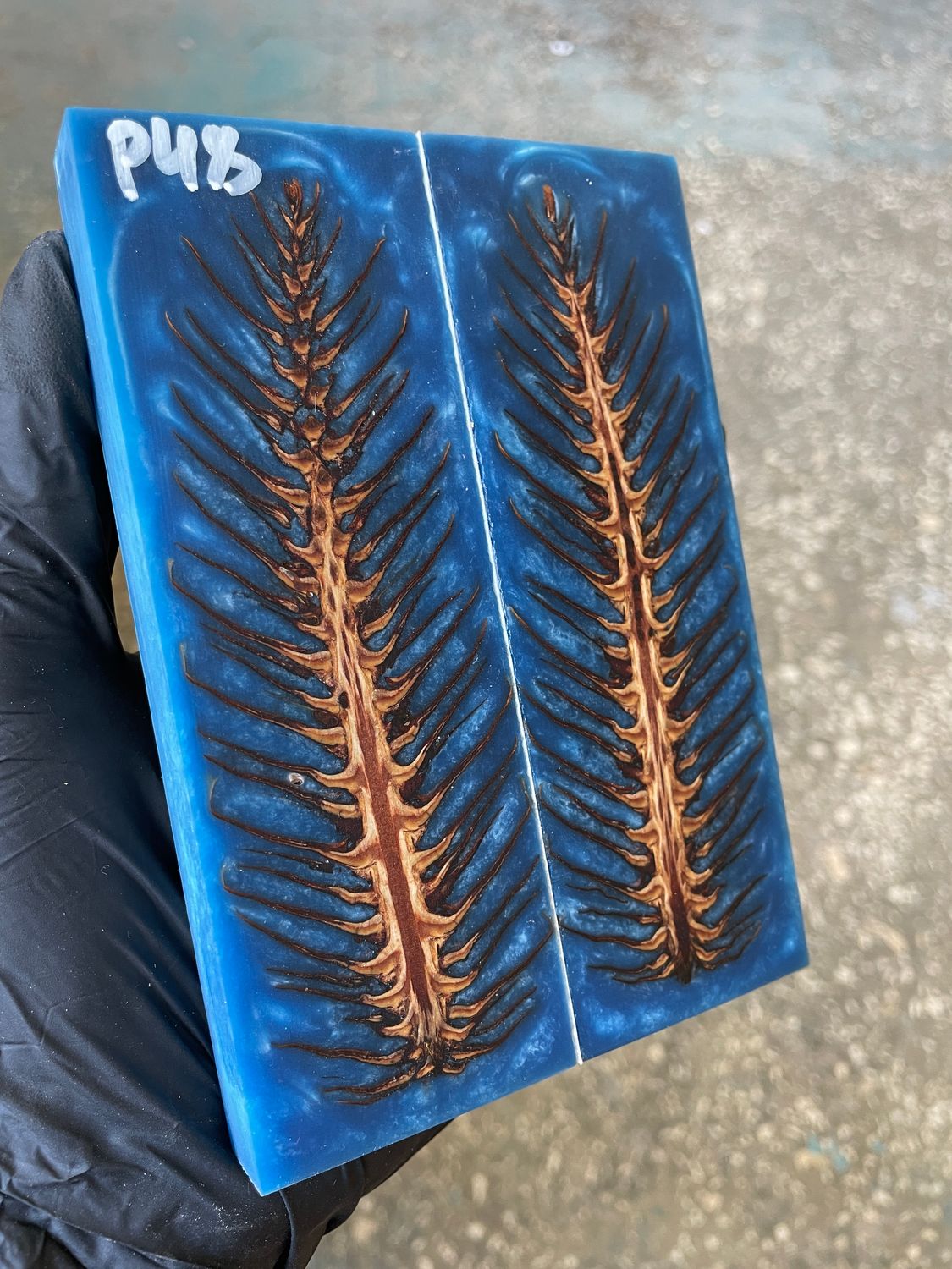 Pinecone in resin stabilized pair scales pine cone sprice for knifehand P48