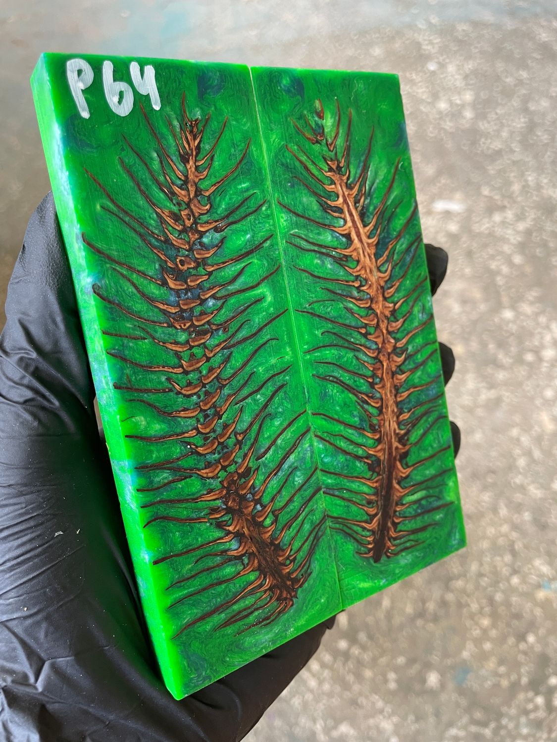 Pinecone in resin stabilized pair scales pine cone spruce for knifehand P64