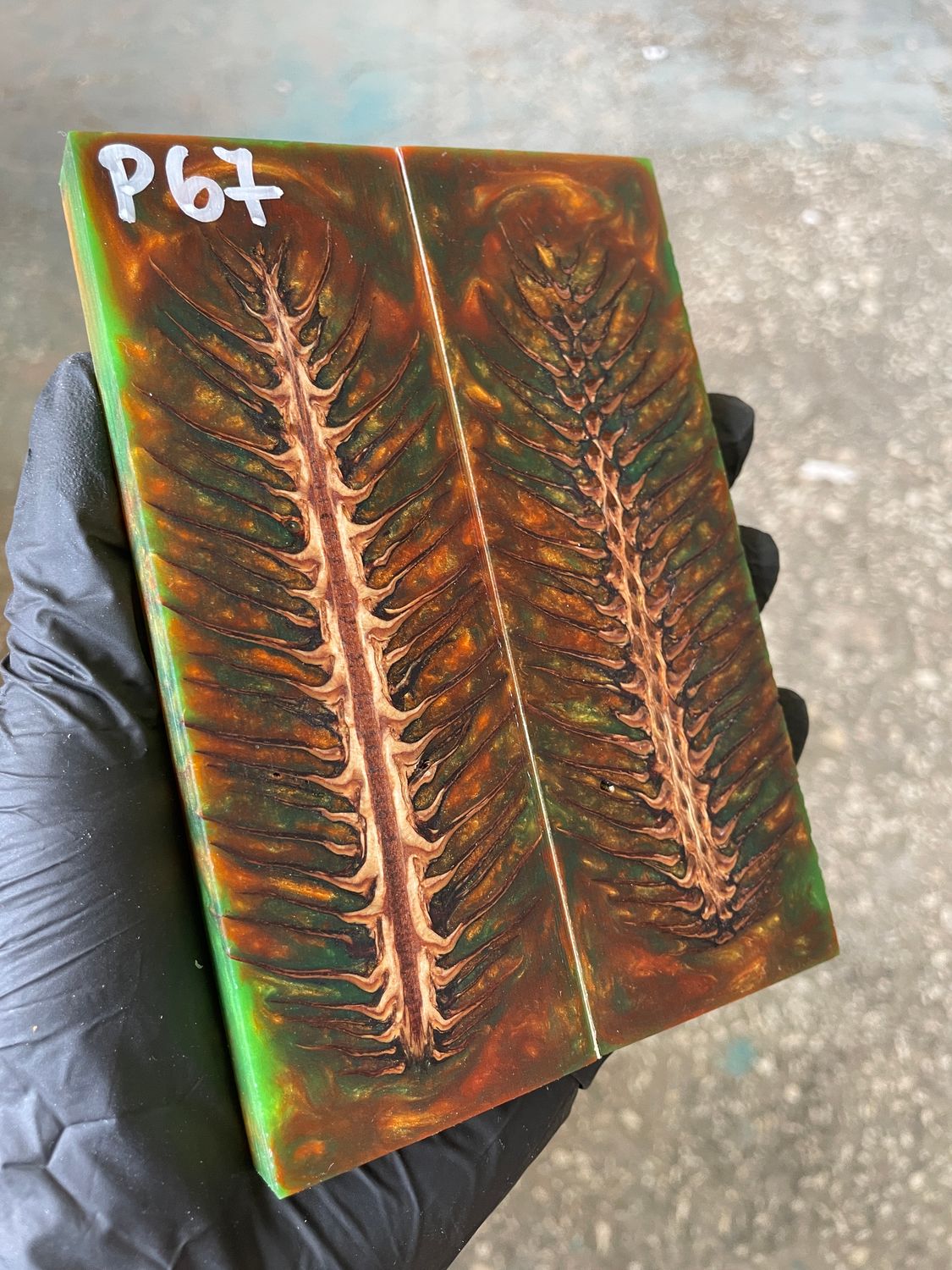 Pinecone in resin stabilized pair scales pine cone spruce for knifehand P67