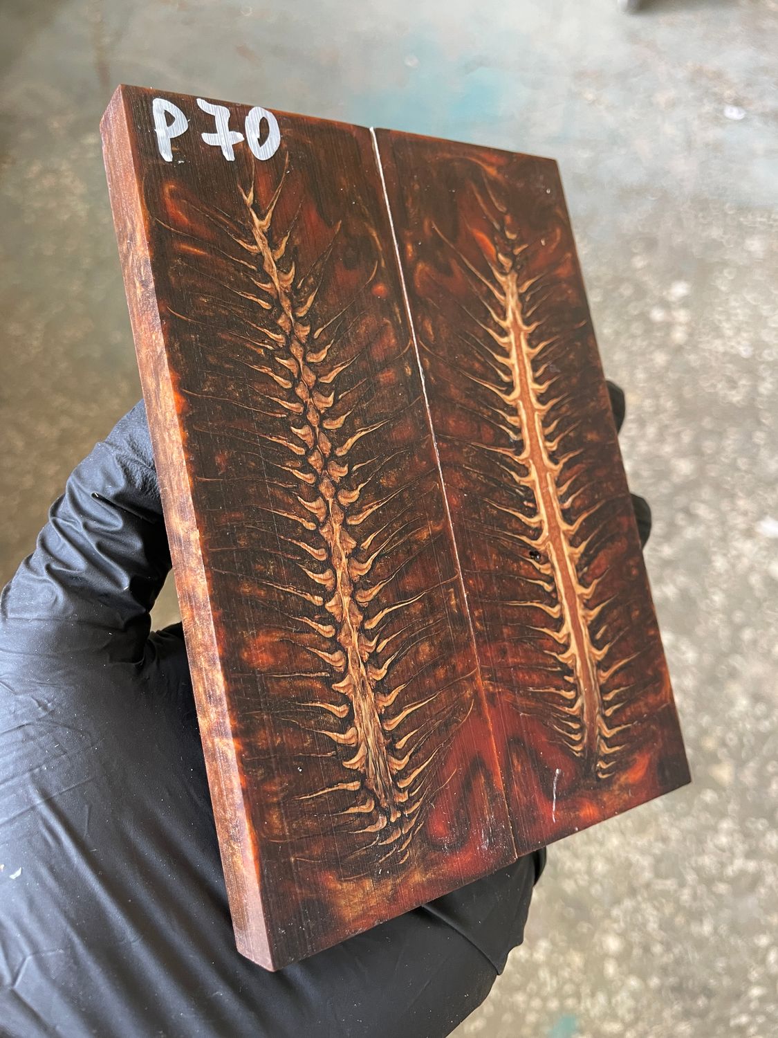 Pinecone in resin stabilized pair scales pine cone spruce for knifehand P70