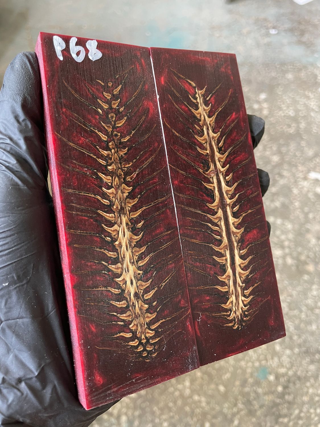Pinecone in resin stabilized pair scales pine cone spruce for knifehand P68