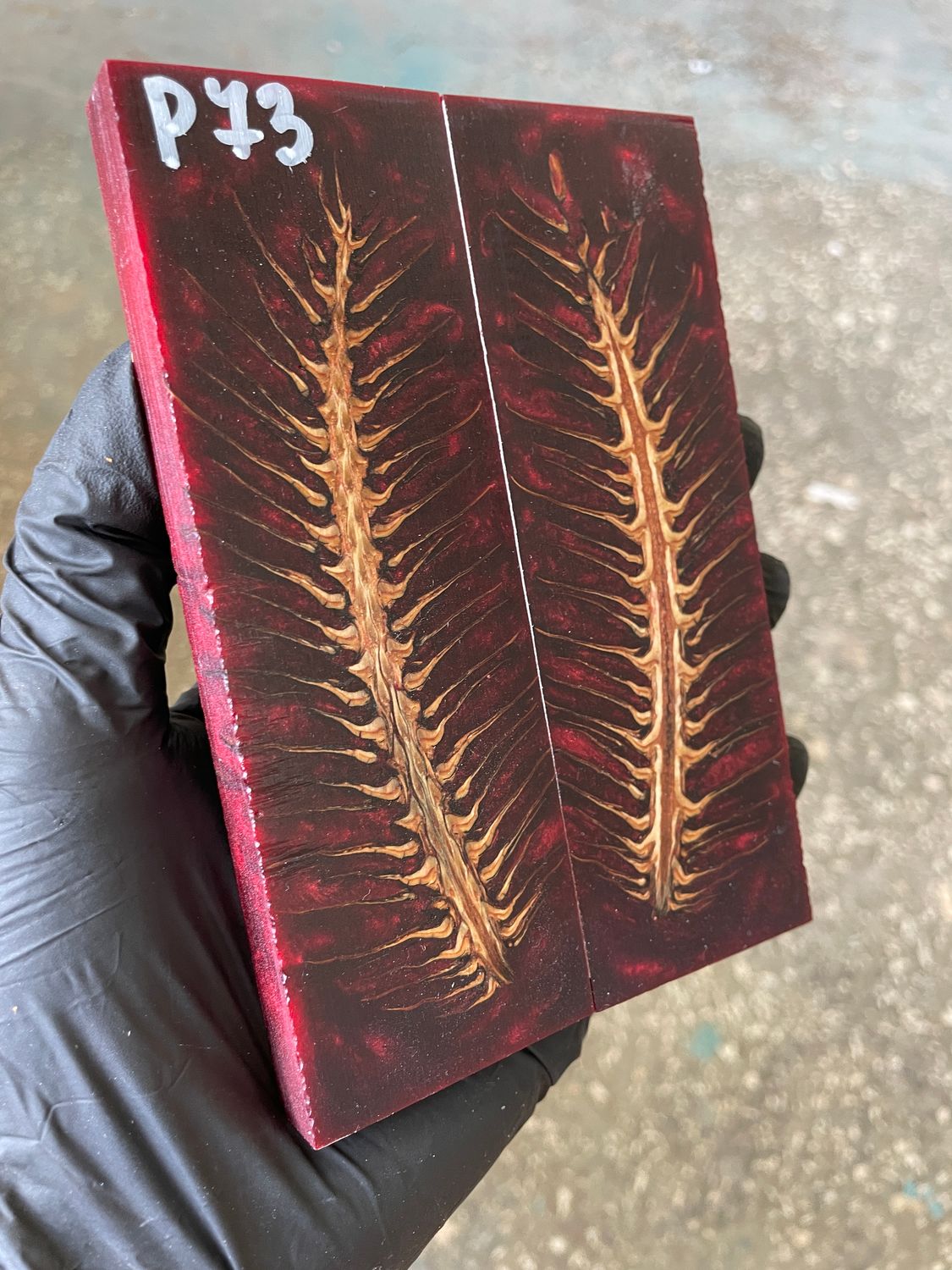 Pinecone in resin stabilized pair scales pine cone spruce for knifehand P73