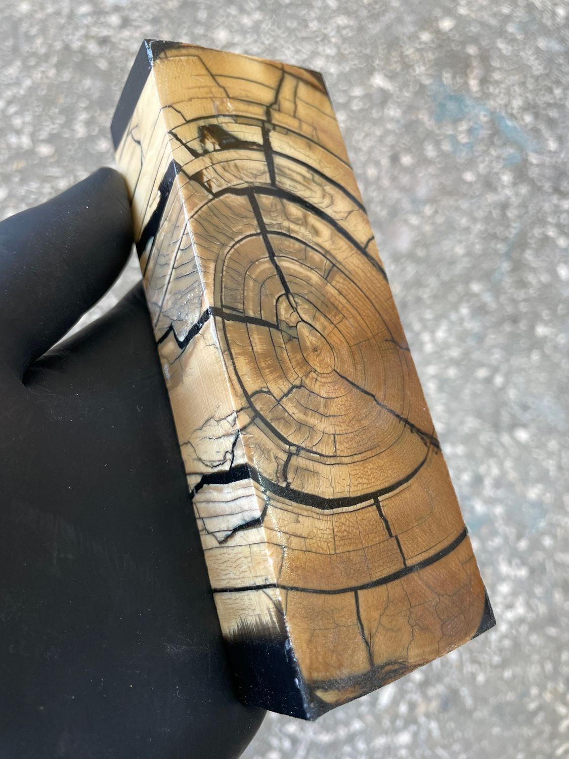 Mammoth tusk block stabilized for knifehandl and handmade 5.23-1.85-1.14 inch TUB15