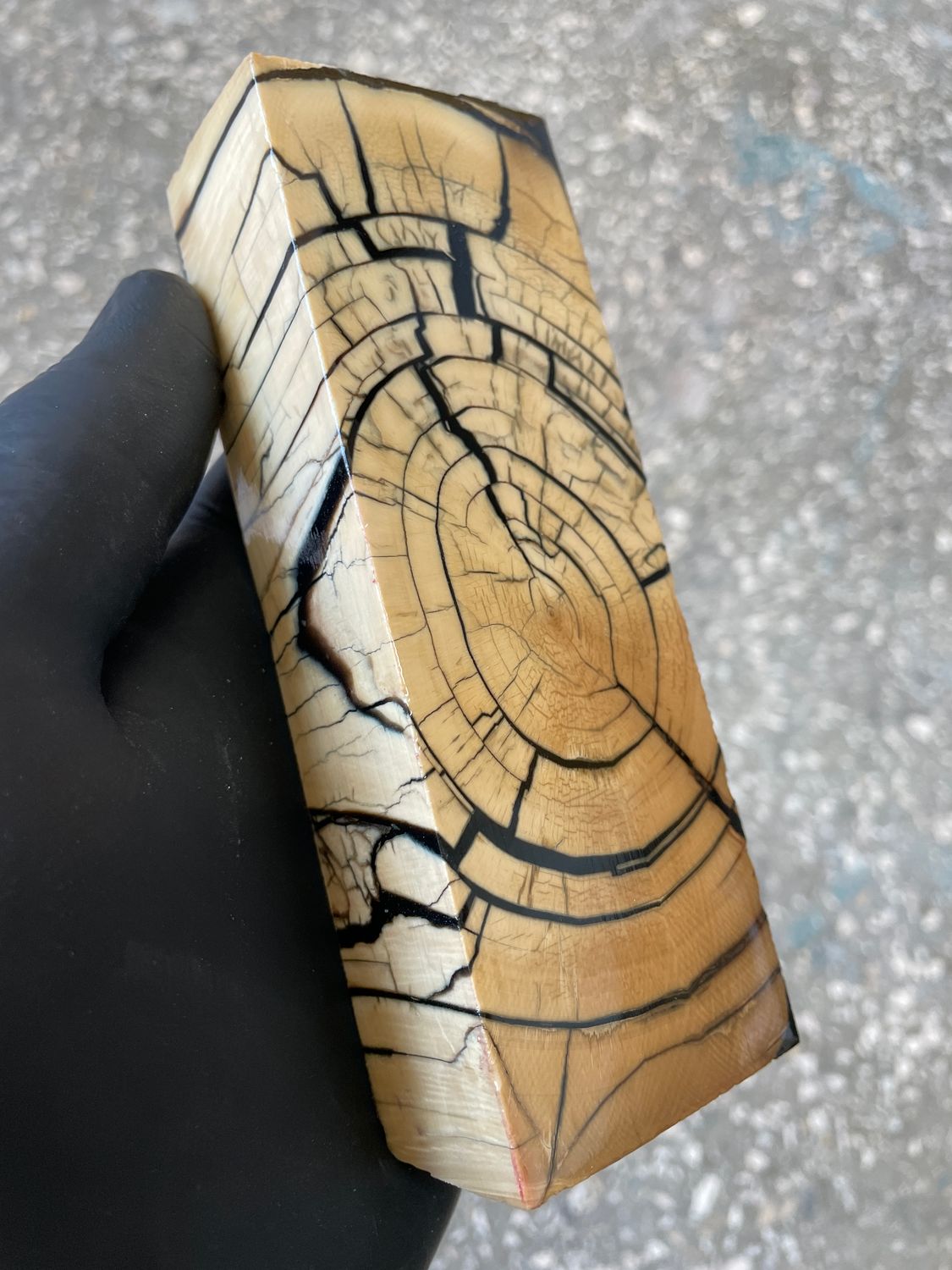 Mammoth tusk block stabilized for knifehandl and handmade 5.11-1.81-1.1 inch TUB13