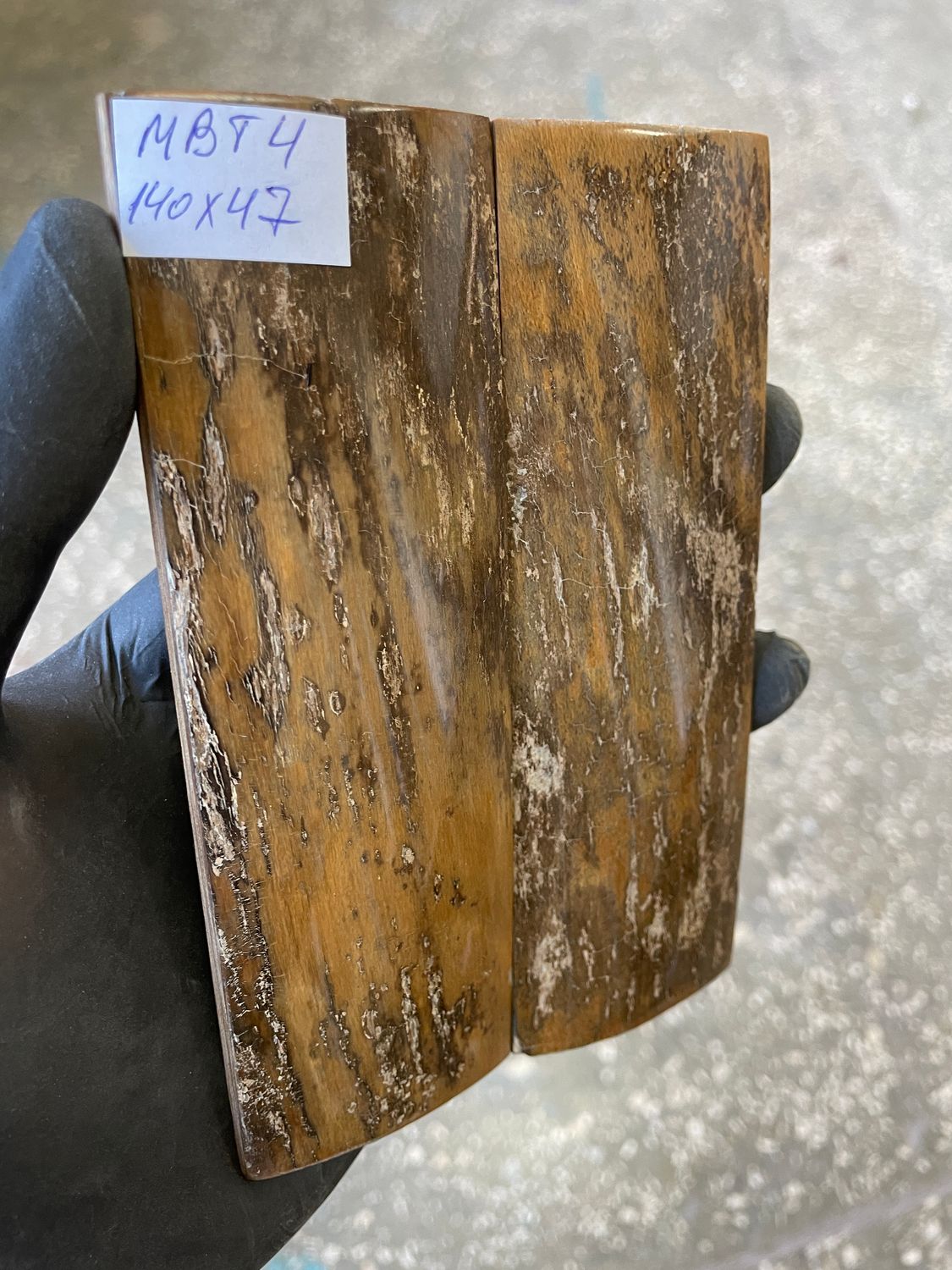 Mammoth tusk bark pair knife scales 5.11-1.85 inch MBT4