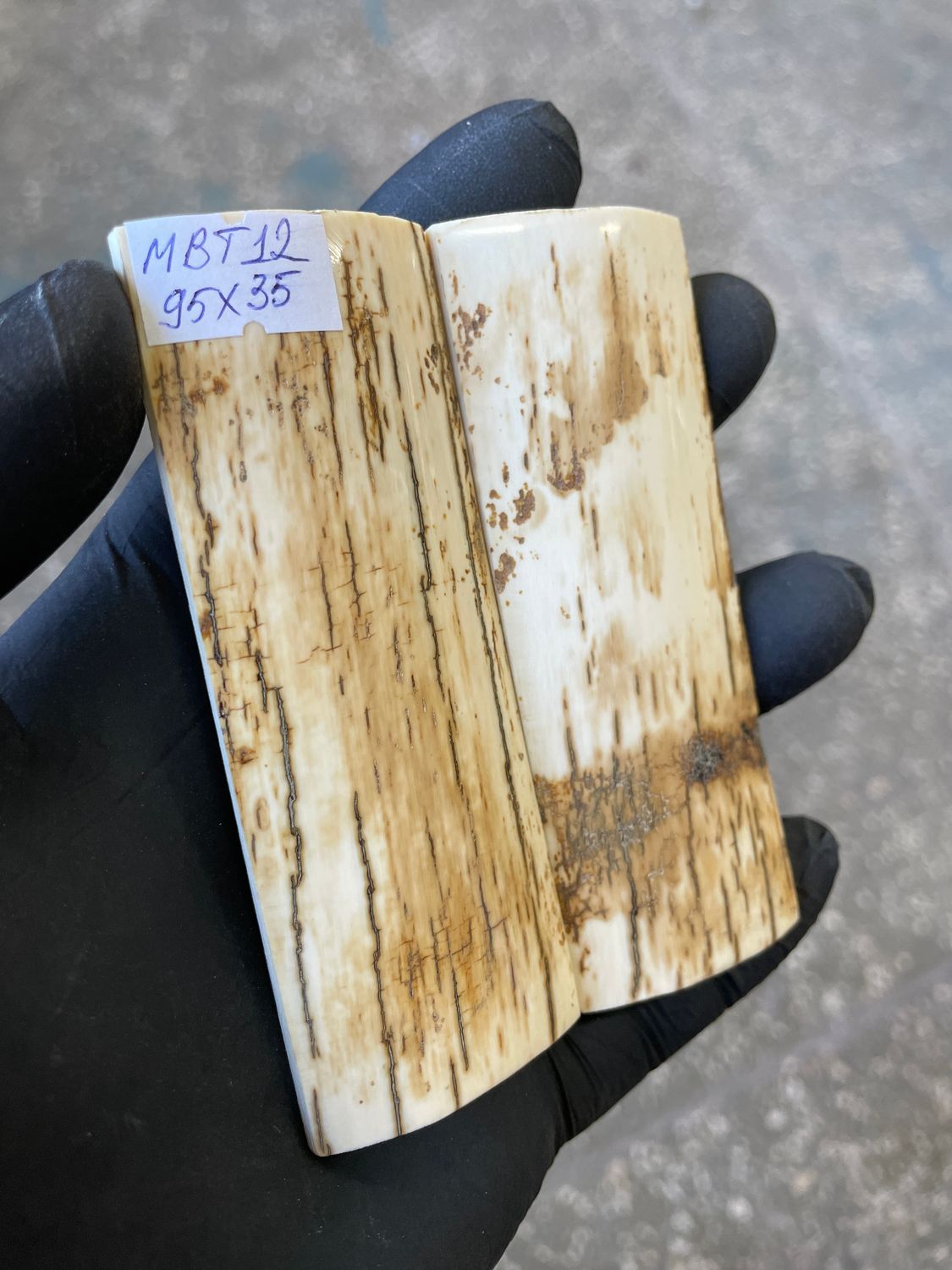 Mammoth tusk bark pair knife scales 3.81-1.45 inch MBT12