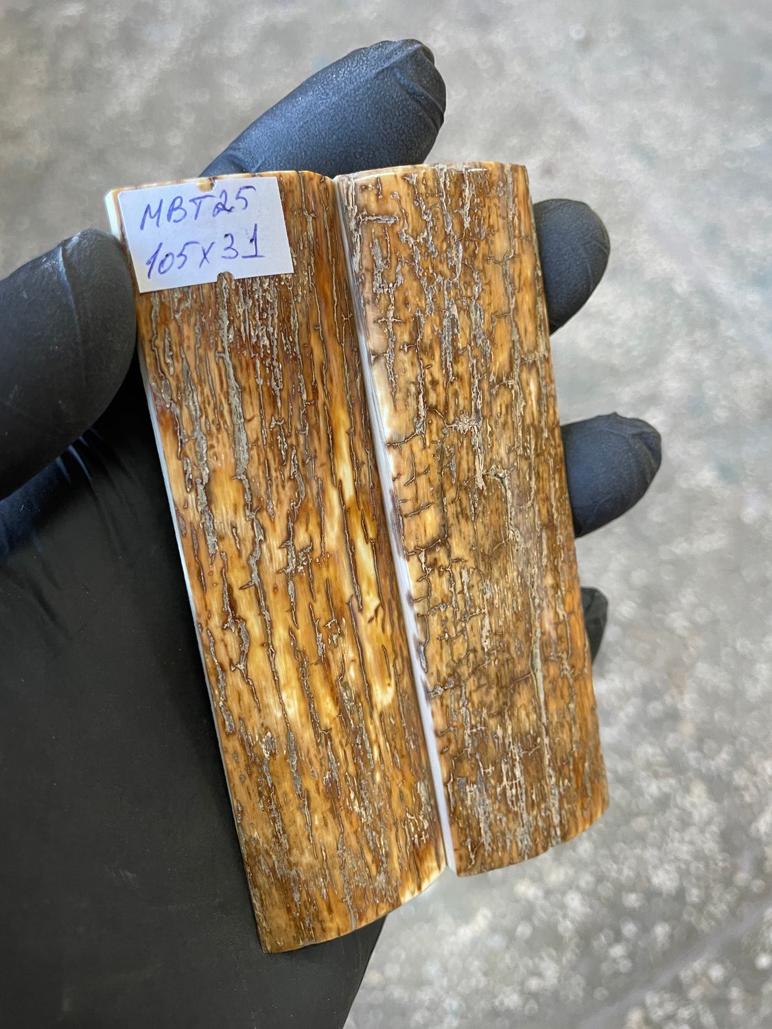 Mammoth tusk bark pair knife scales 4.13-1.22 inch MBT25