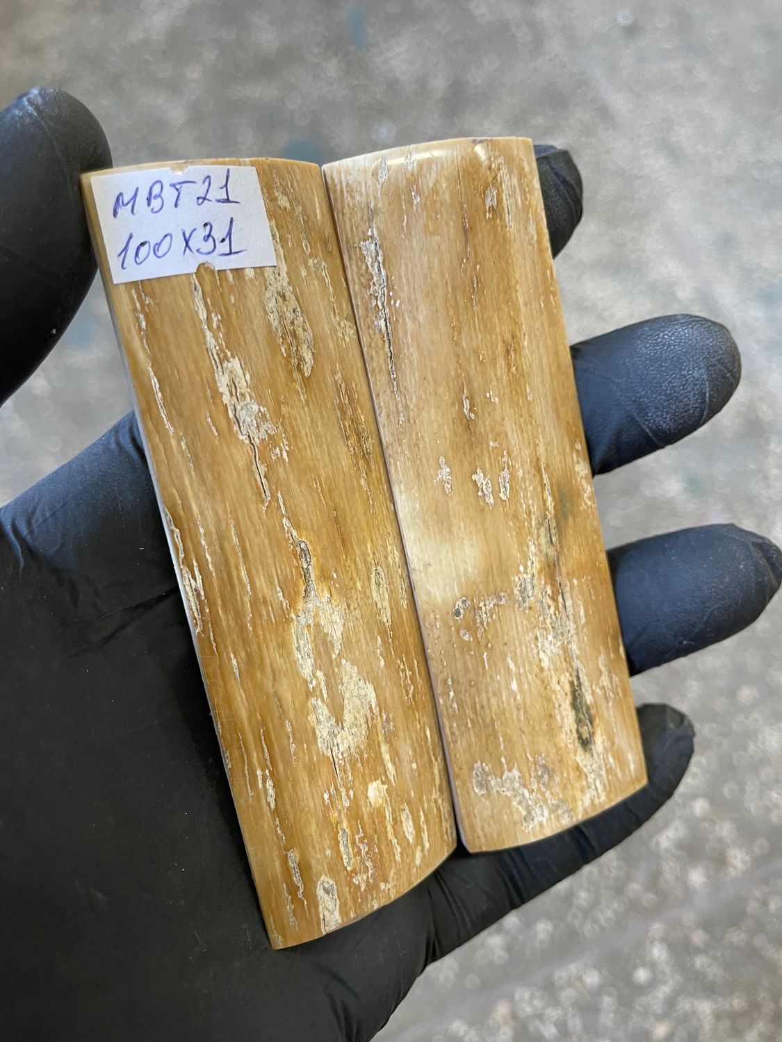 Mammoth tusk bark pair knife scales 3.93-1.22 inch MBT21