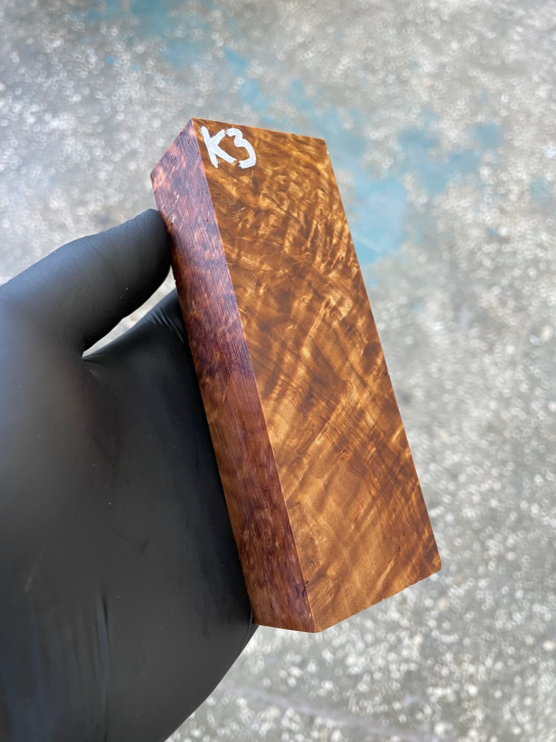 Karelian birch stabilized block for knifehandle K3