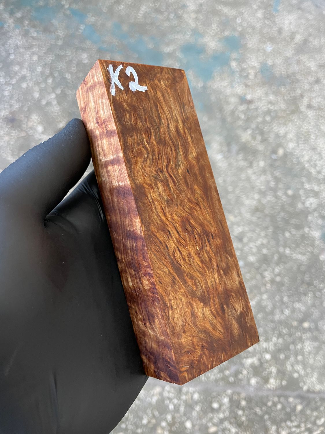 Karelian birch stabilized block for knifehandle K2