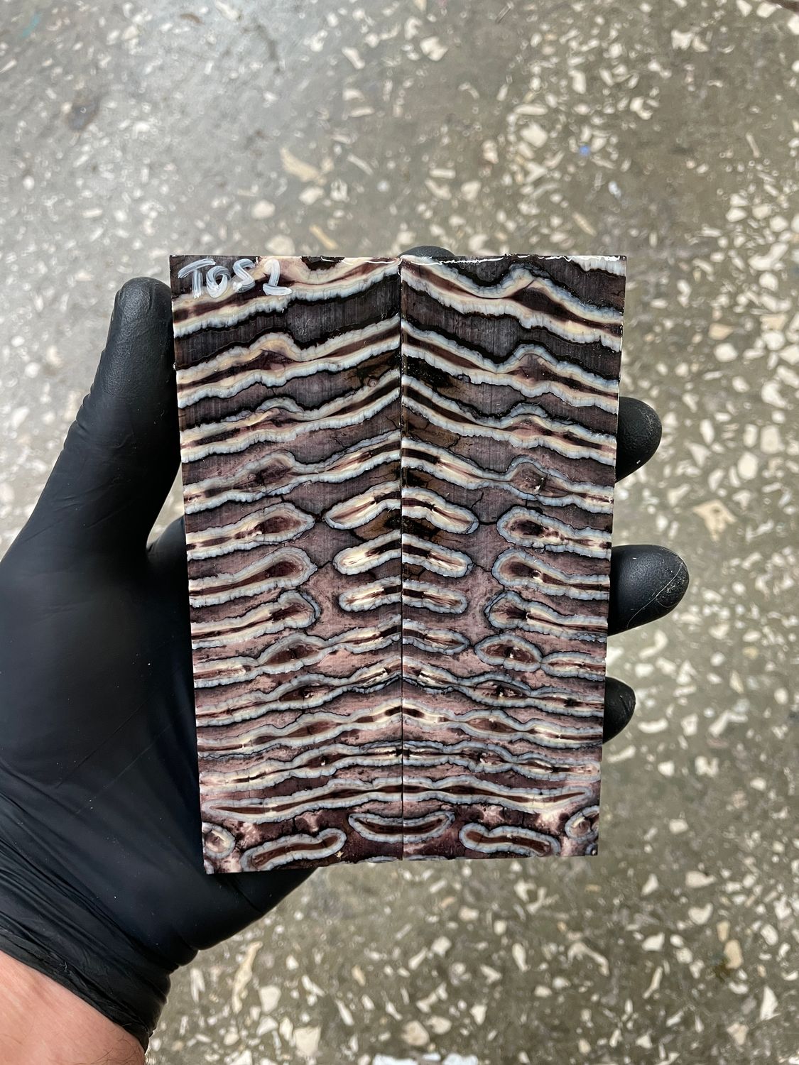Mammoth tooth scales pair  stabilized for knifehandl 5.11-1.77-0.39 inch TOS2