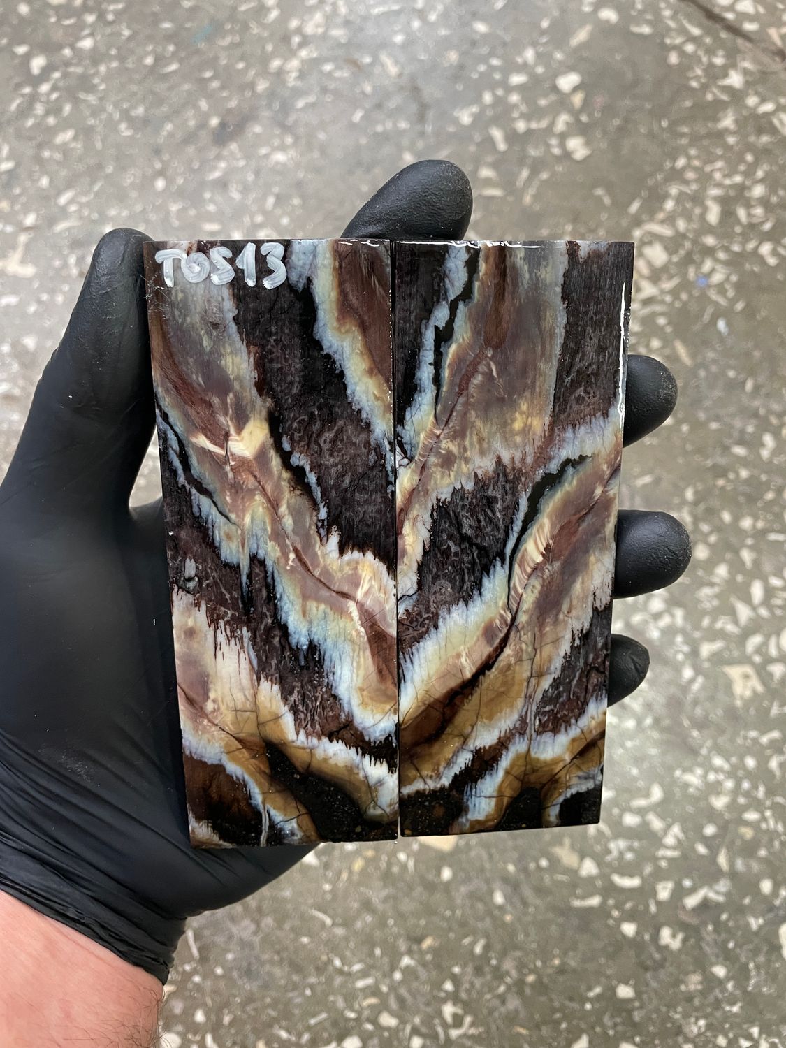 Mammoth tooth scales pair  stabilized for knifehandl 5.11-1.77-0.39 inch TOS13