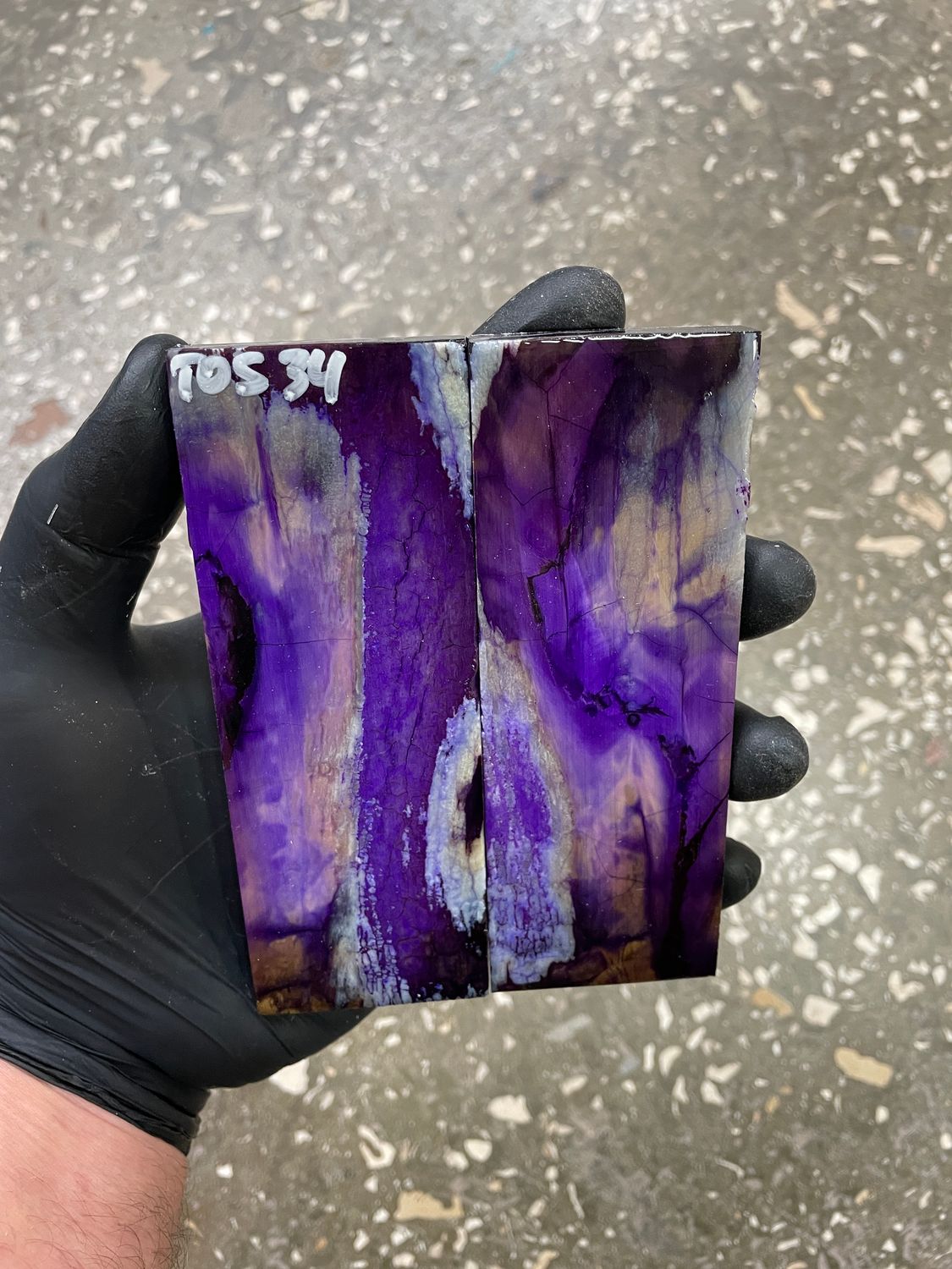 Mammoth tooth scales pair  stabilized for knifehandl 5.11-1.77-0.39 inch TOS34
