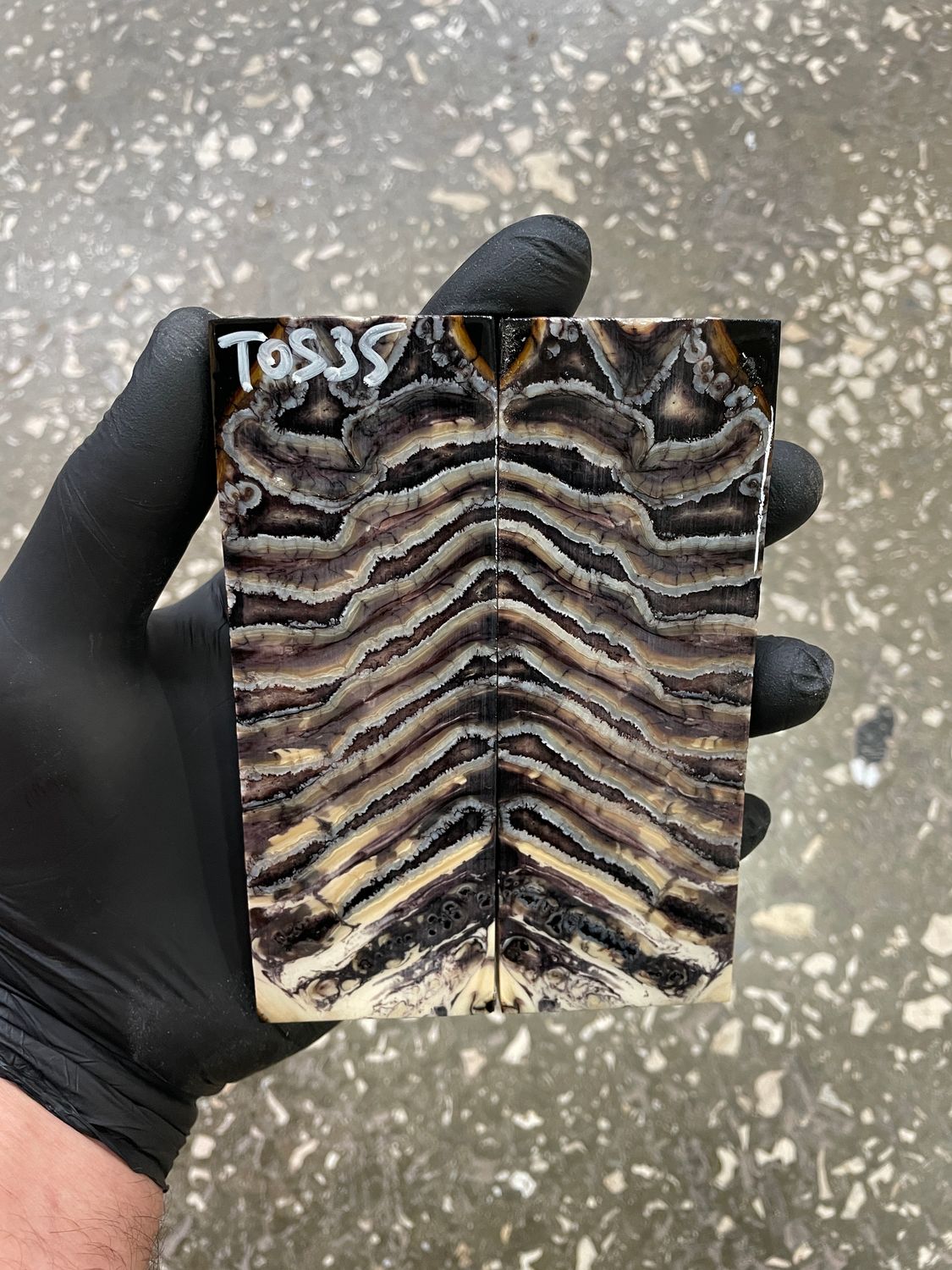 Mammoth tooth scales pair  stabilized for knifehandl 5.11-1.77-0.39 inch TOS35