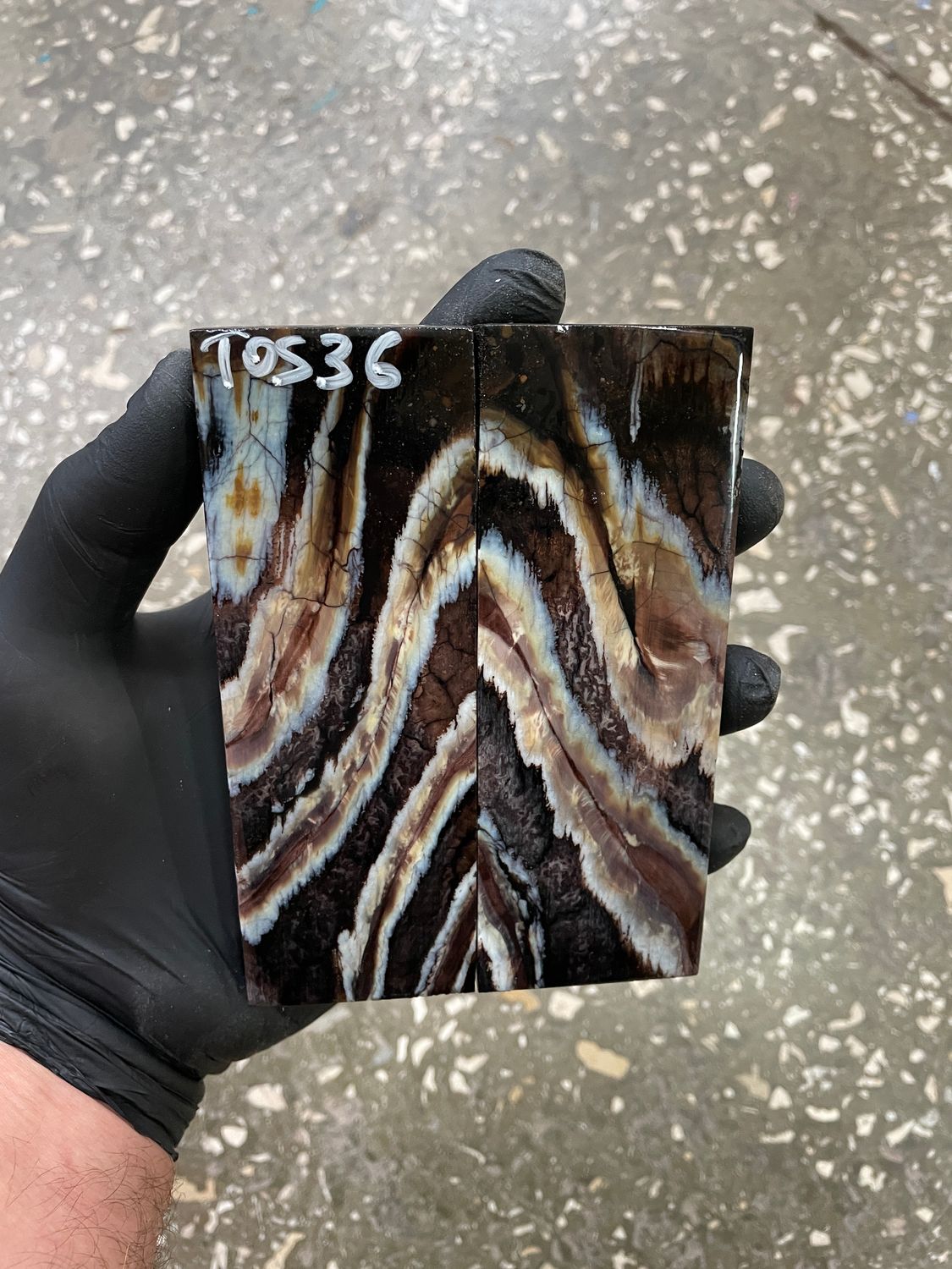 Mammoth tooth scales pair  stabilized for knifehandl 5.11-1.77-0.39 inch TOS36