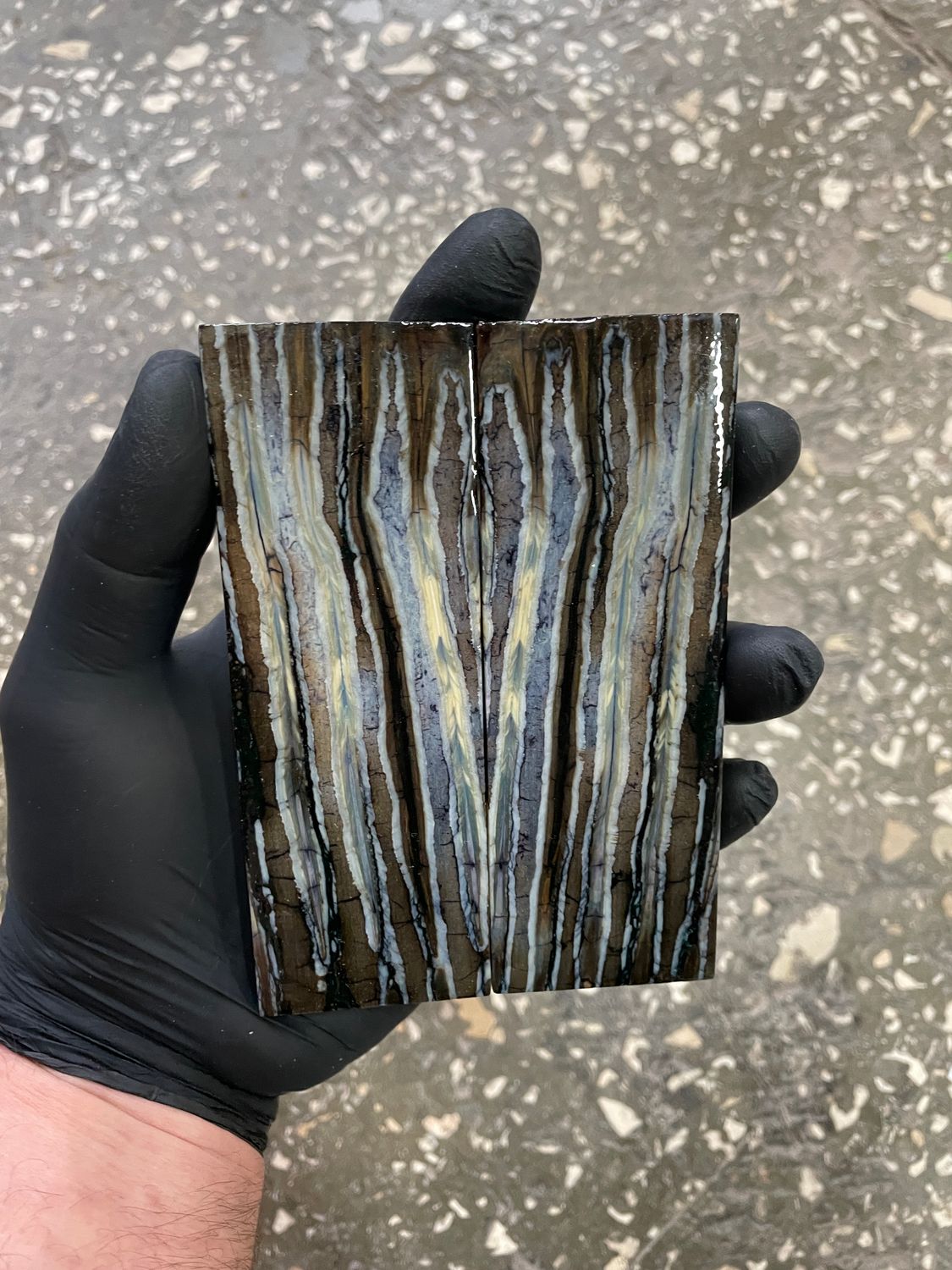 Mammoth tooth scales pair  stabilized for knifehandl 5.23-1.85-0.39inch TOS63