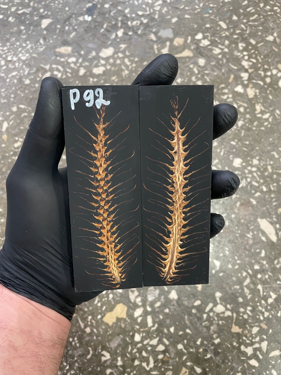 Pinecone in resin knife scales 5.19-1.73-0.43inch P92