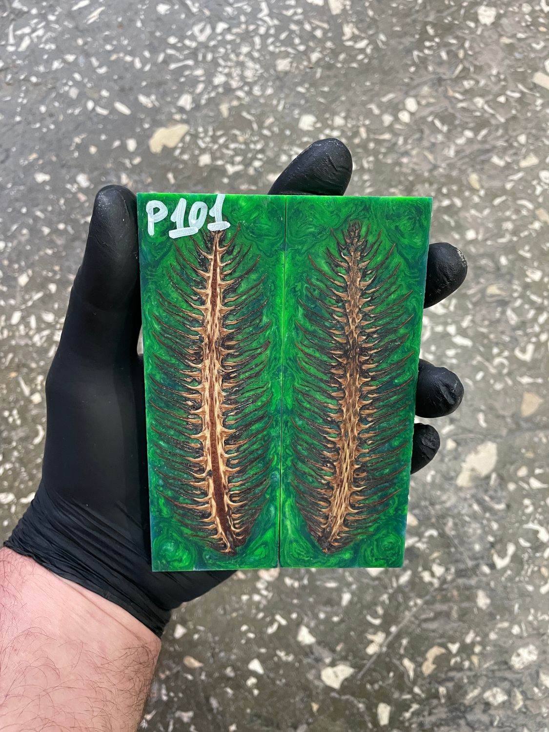 Pinecone in resin knife scales 5.19-1.73-0.43inch P101