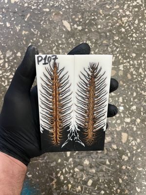 Pinecone in resin knife scales 5.19-1.73-0.43inch P107