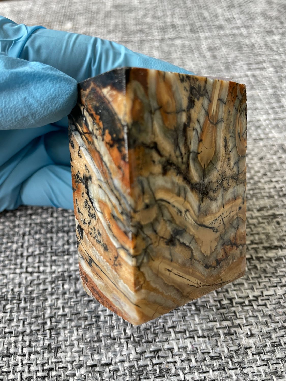 Mammoth tooth knife block stabilized for knifehandle and handmade 2.28-2.12-1.18 inch T671