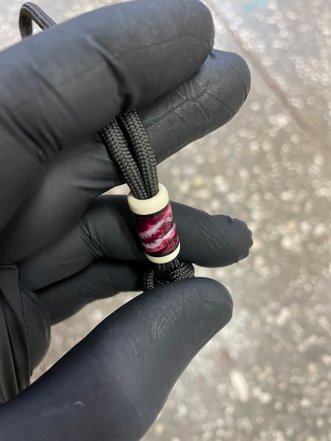 Handmade mammoth tusk lanyard bead for knife – unique prehistoric material detail
