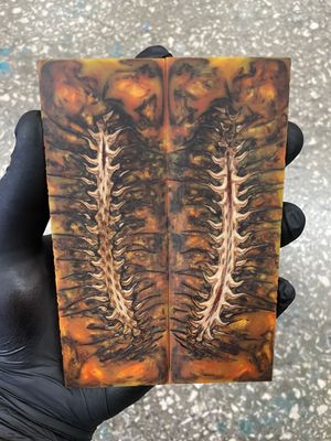 pinecone resin knife scales hybrid wood handle material stabilized cactus juice alumilite unique pattern for knifemaking
