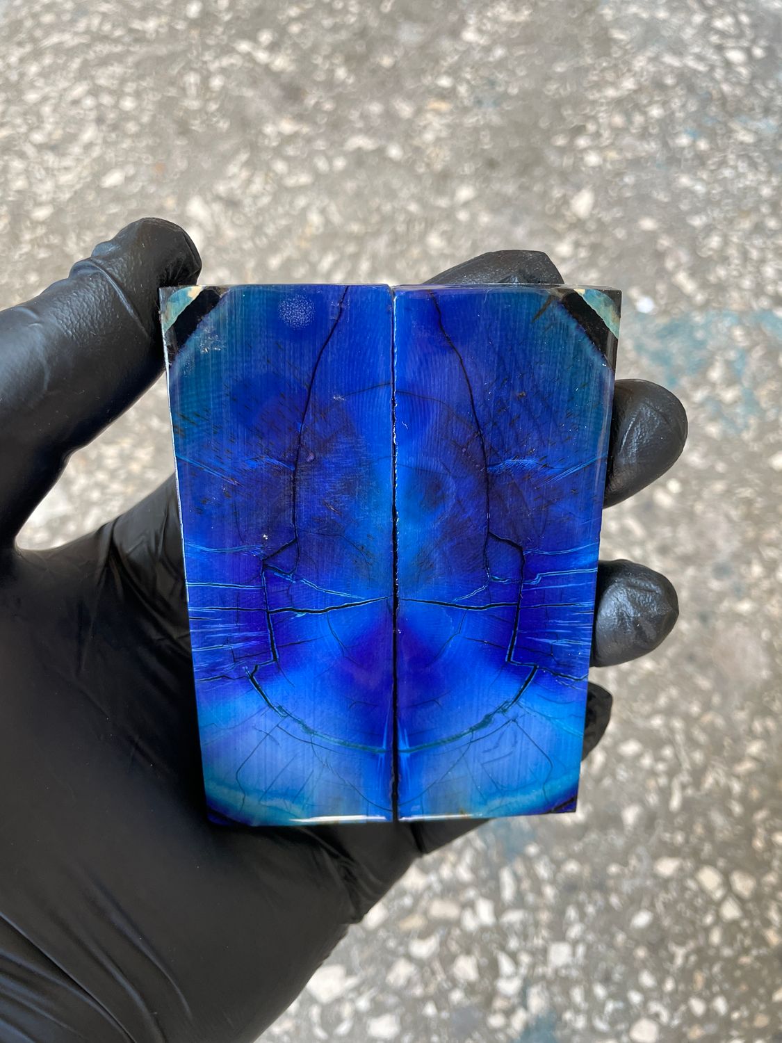 stabilized mammoth tusk knife scales pocket knife pair fossil material MTP14