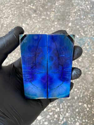 stabilized mammoth tusk knife scales pocket knife pair fossil material MTP14