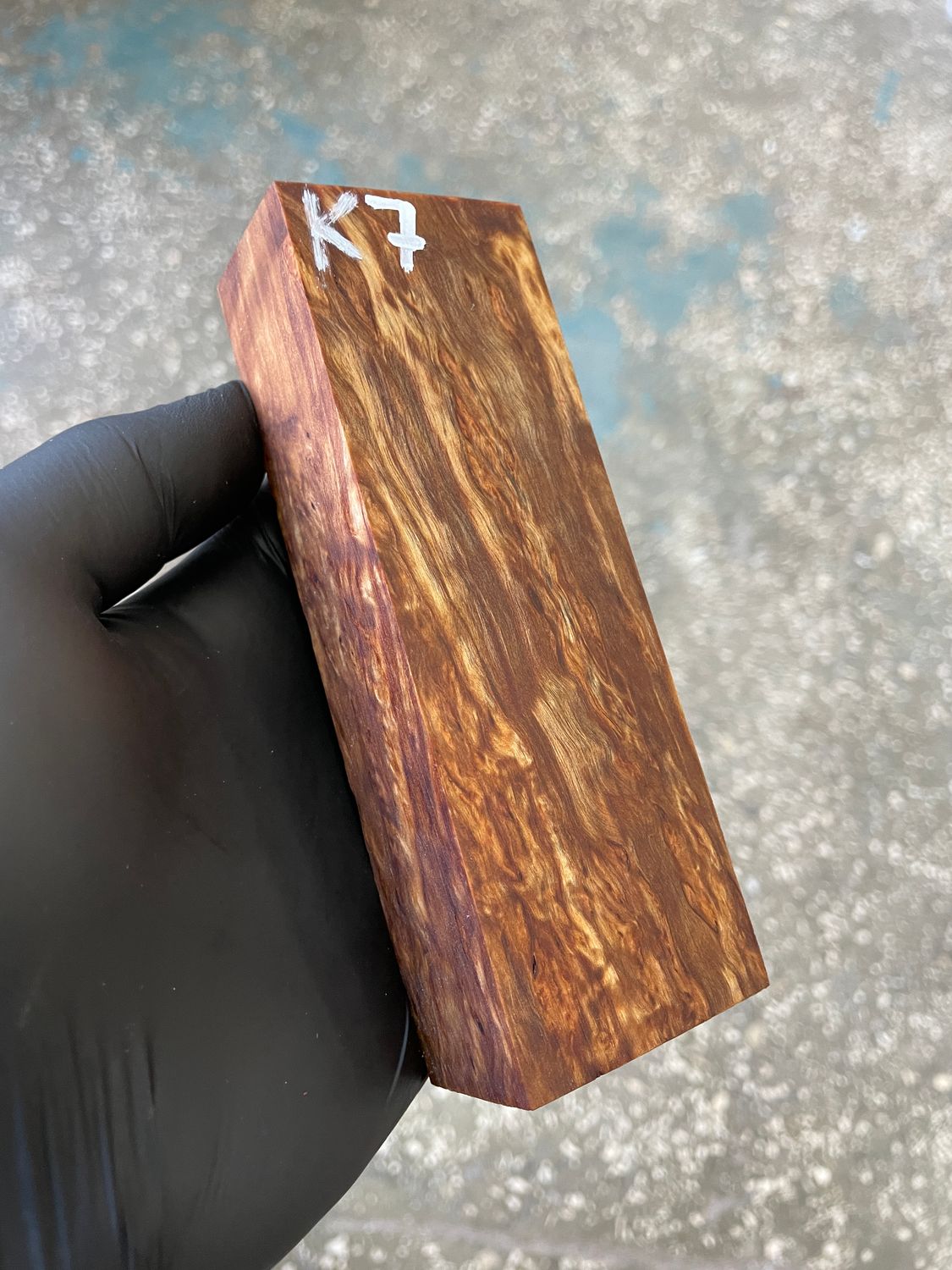 Karelian birch stabilized block for knife handle curly Masur birch wood blank K7