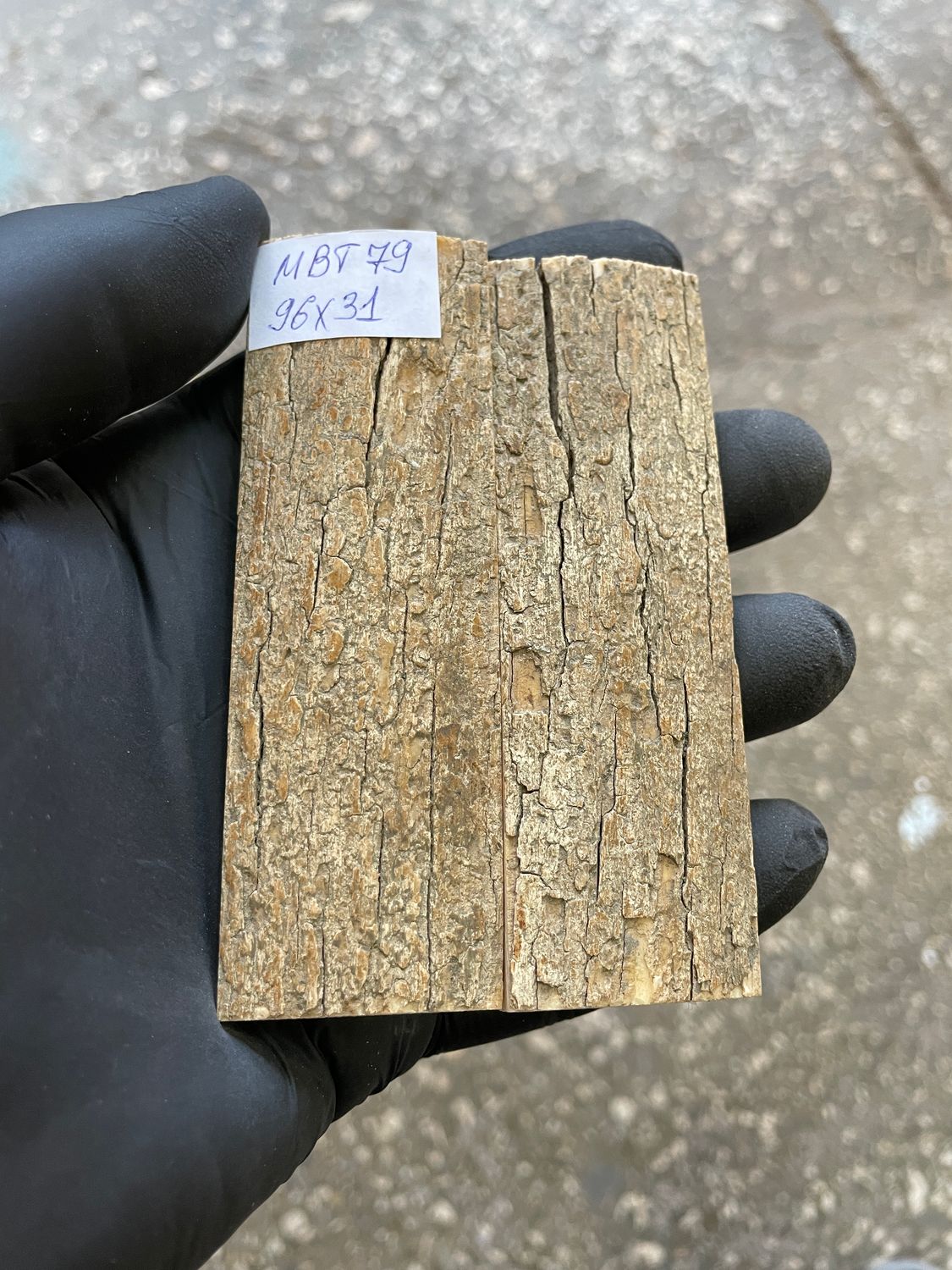 mammoth bark scales pair for knife handle MBT79