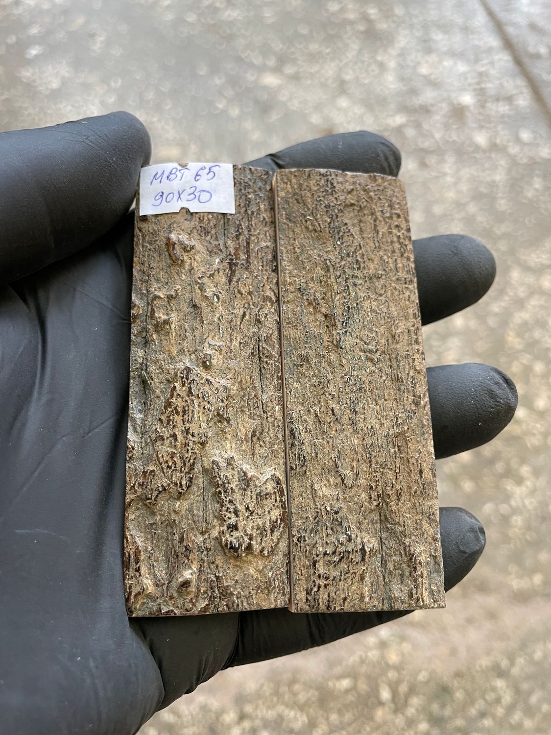 mammoth bark scales pair for knife handle MBT65
