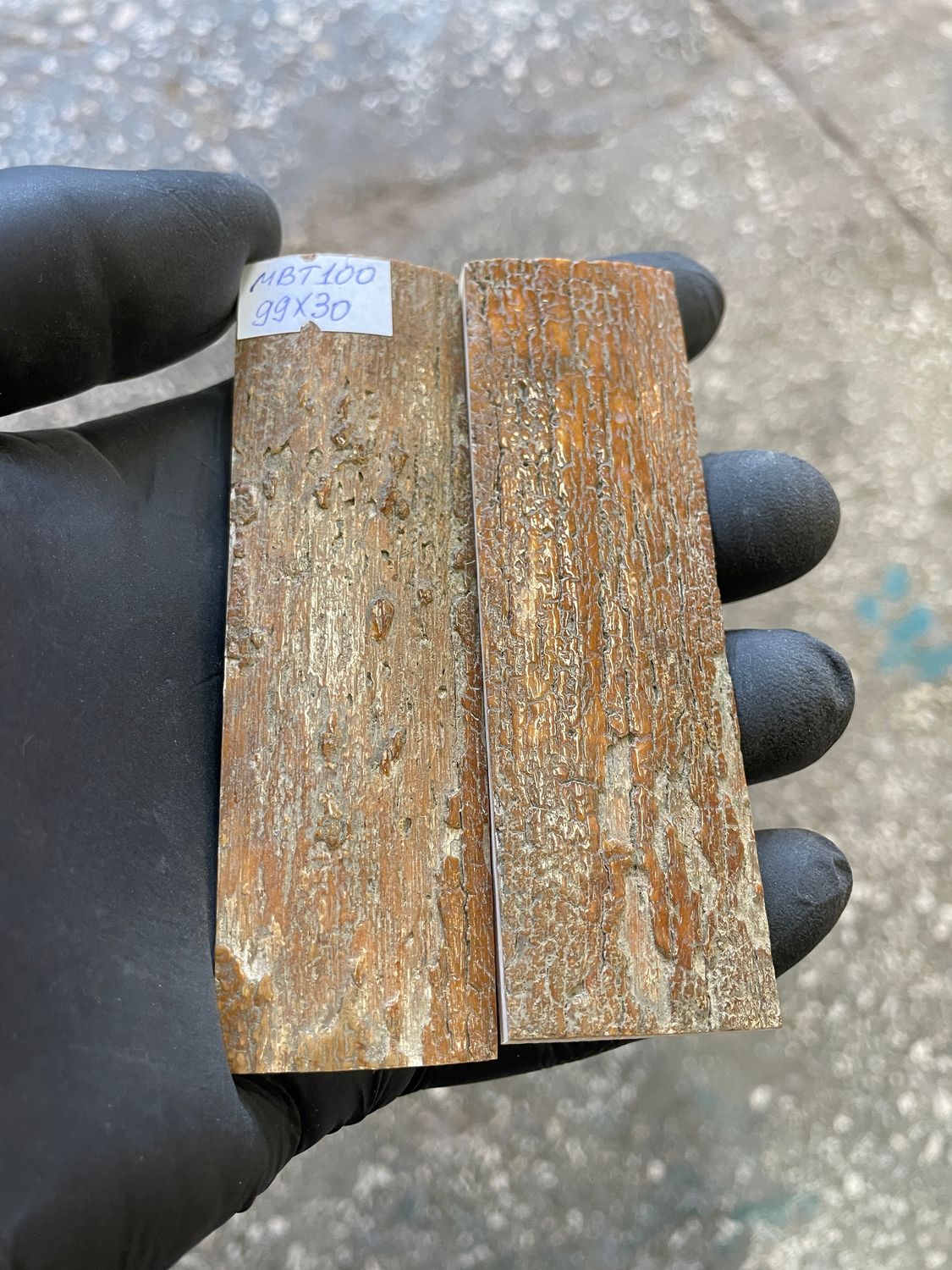 mammoth bark scales pair for knife handle MBT100