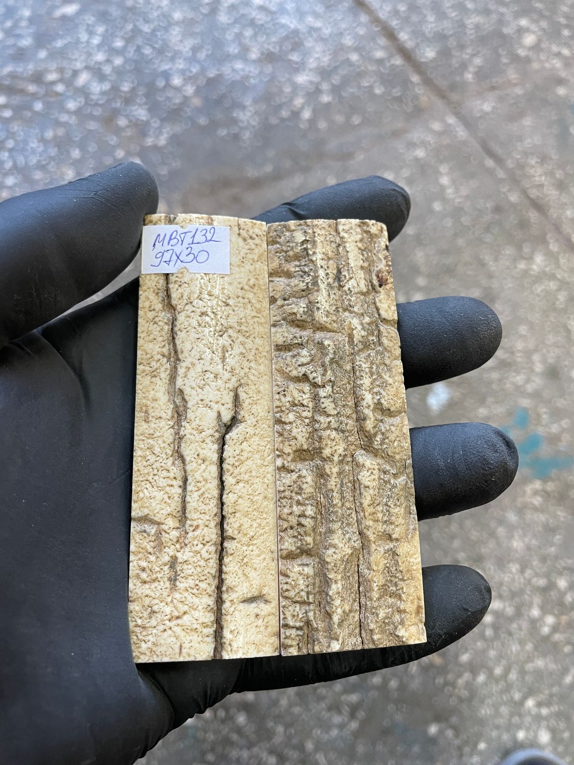 mammoth bark scales pair for knife handle MBT132