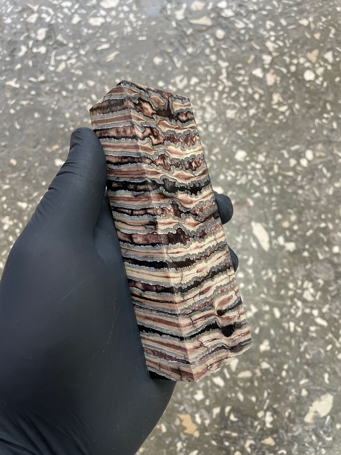 Stabilized mammoth tooth knife block fossil handle material TTH20