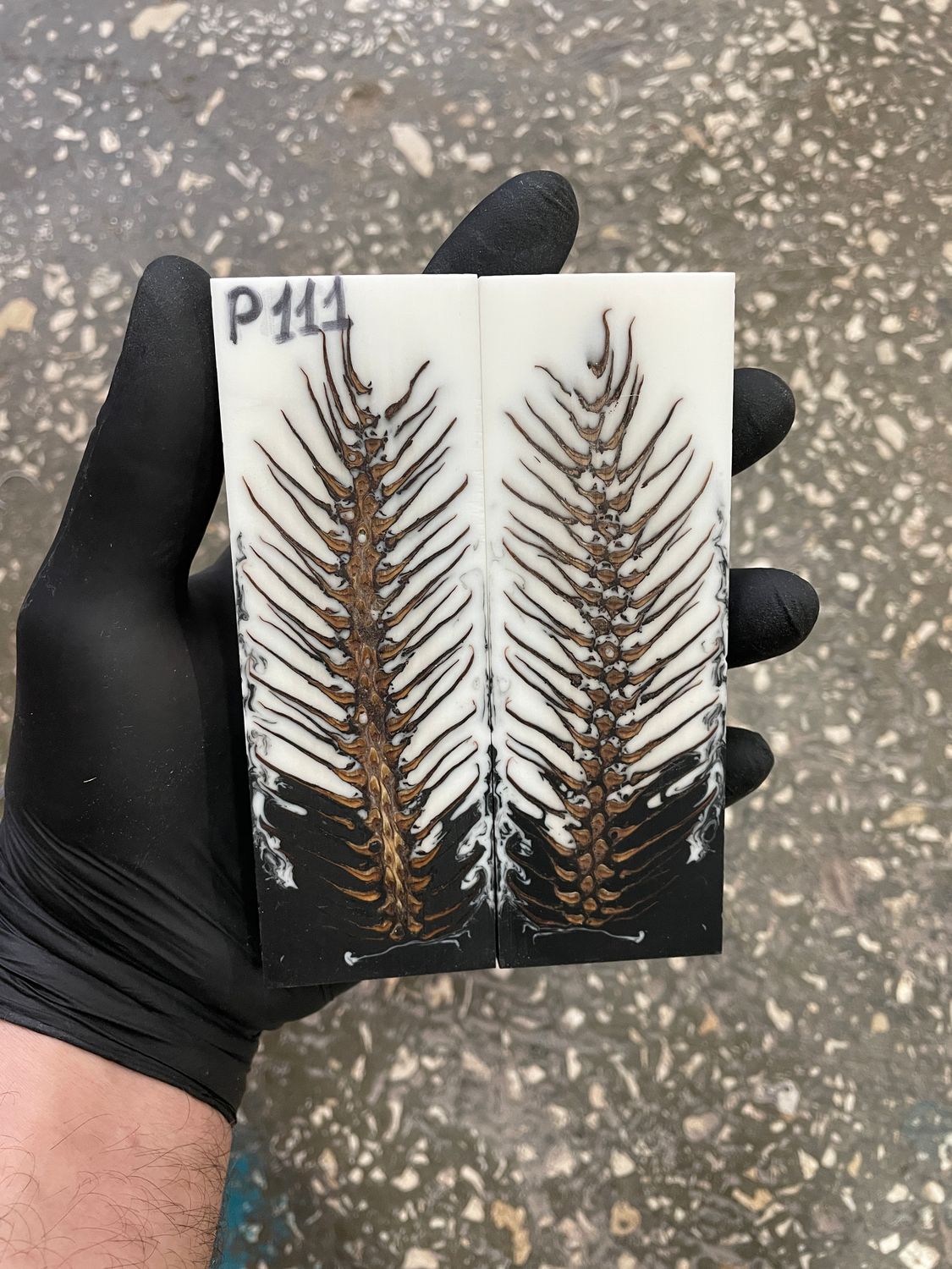 Pinecone in resin scales for knifehandle 5.19-1.73-0.43inch P111