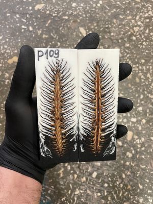 Pinecone in resin knife scales 5.19-1.73-0.43inch P109