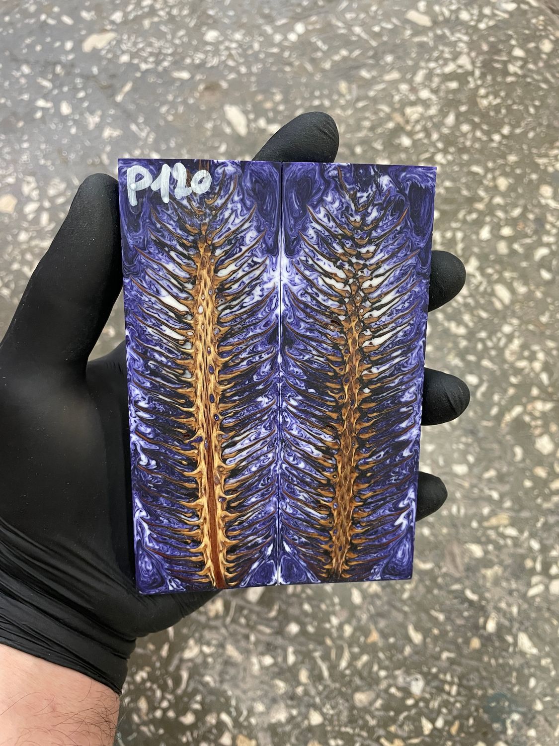 Pinecone in resin scales for knifehandle 5.19-1.73-0.43inch P120