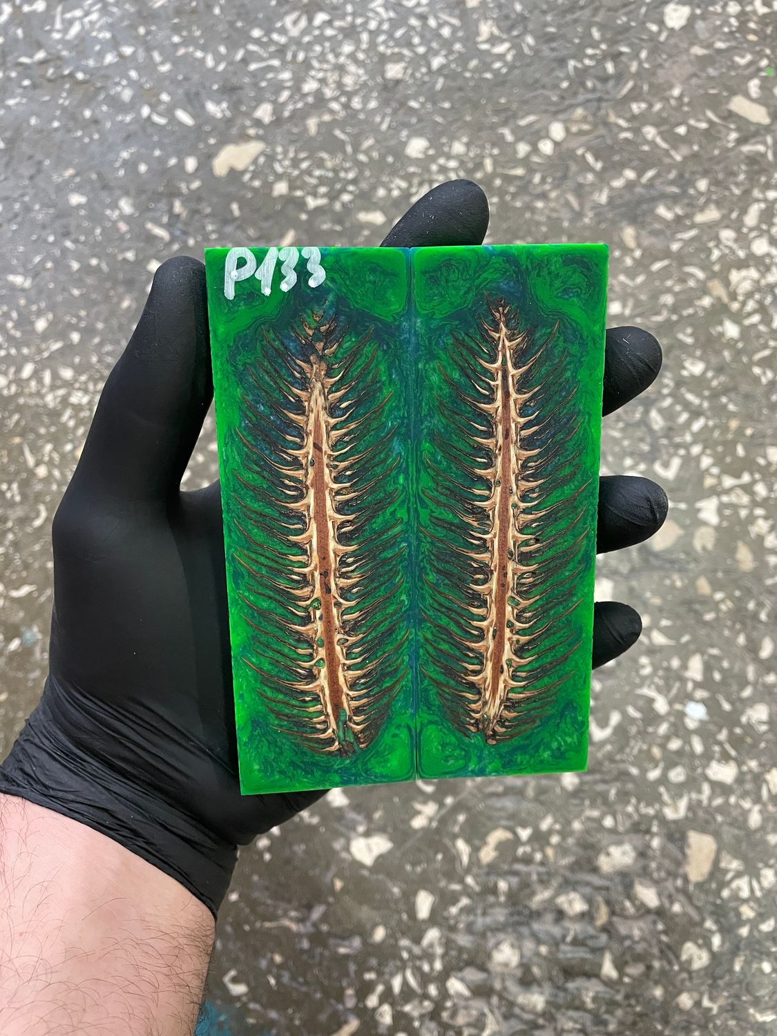 Pinecone in resin scales for knifehandle 5.19-1.73-0.43inch P133