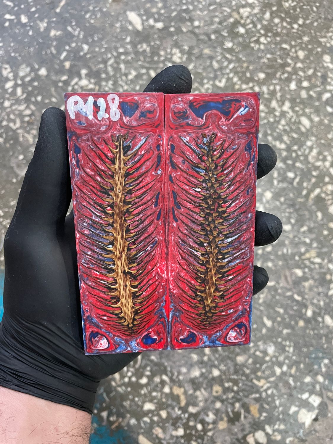 Pinecone in resin scales for knifehandle 5.19-1.73-0.43inch P128