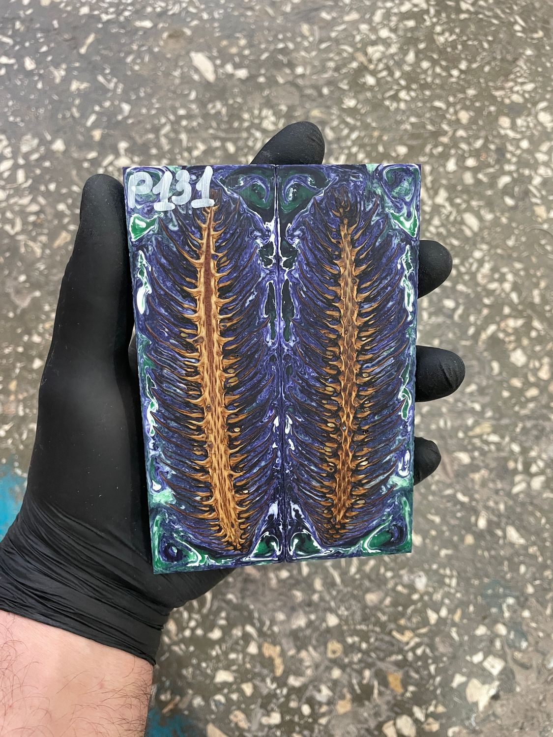 Pinecone in resin scales for knifehandle 5.19-1.73-0.43inch P131