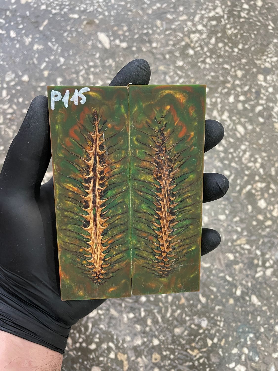 Pinecone in resin scales for knifehandle 5.19-1.73-0.43inch P115