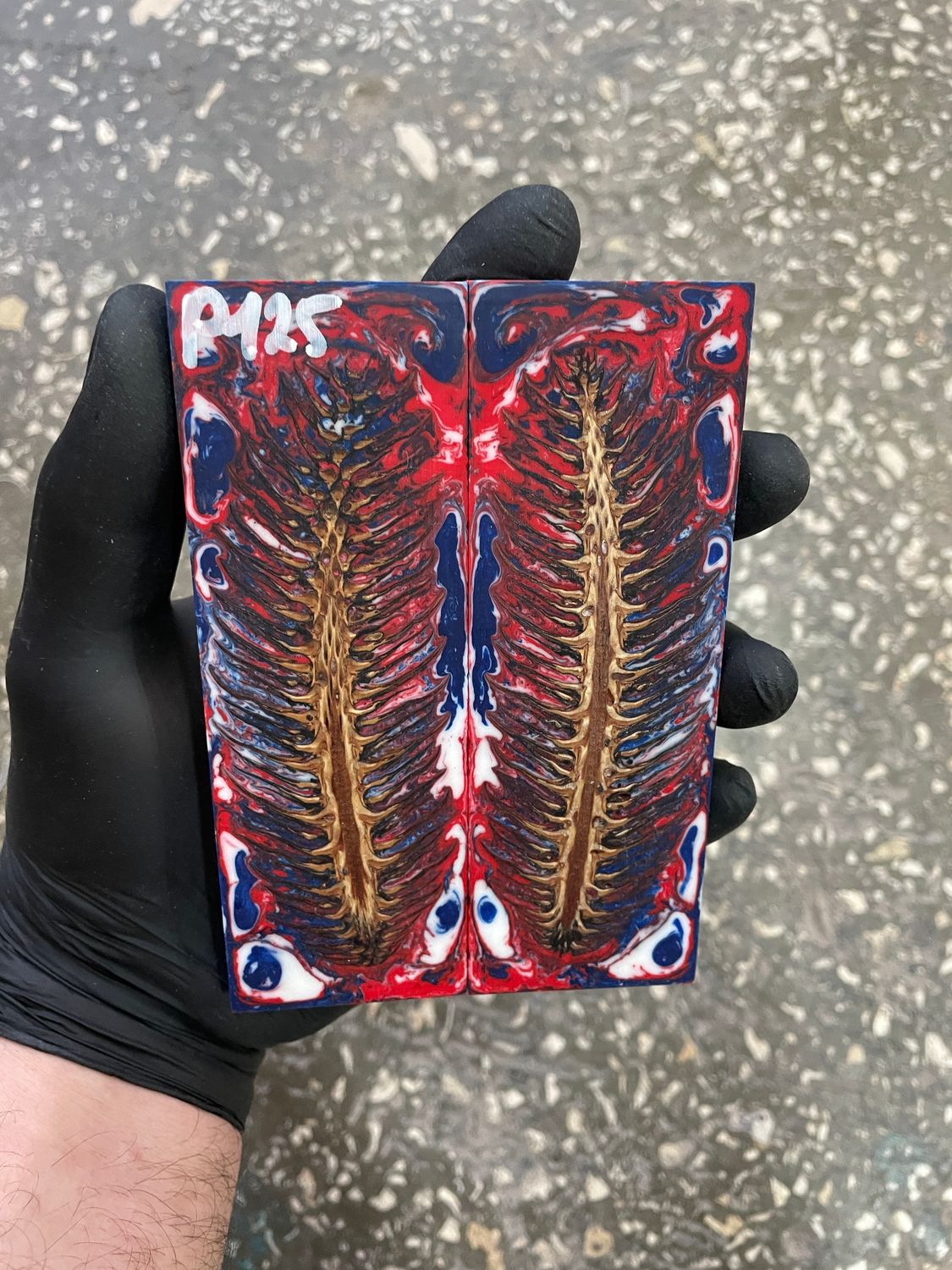 Pinecone in resin scales for knifehandle 5.19-1.73-0.43inch P125