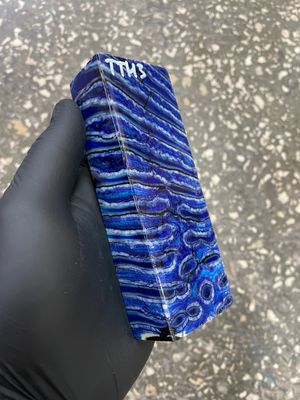 Stabilized mammoth tooth knife block 5.27 inch fossil handle material TTH3