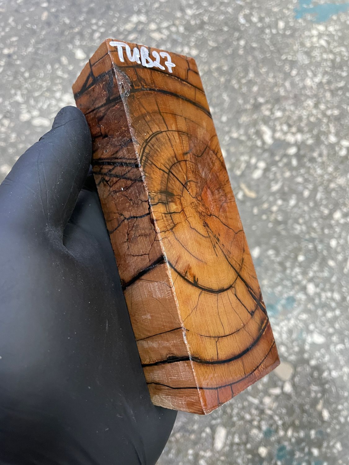 Mammoth tusk block stabilized for knifehandl and handmade 5.27-1.73-1.22 inch TUB27