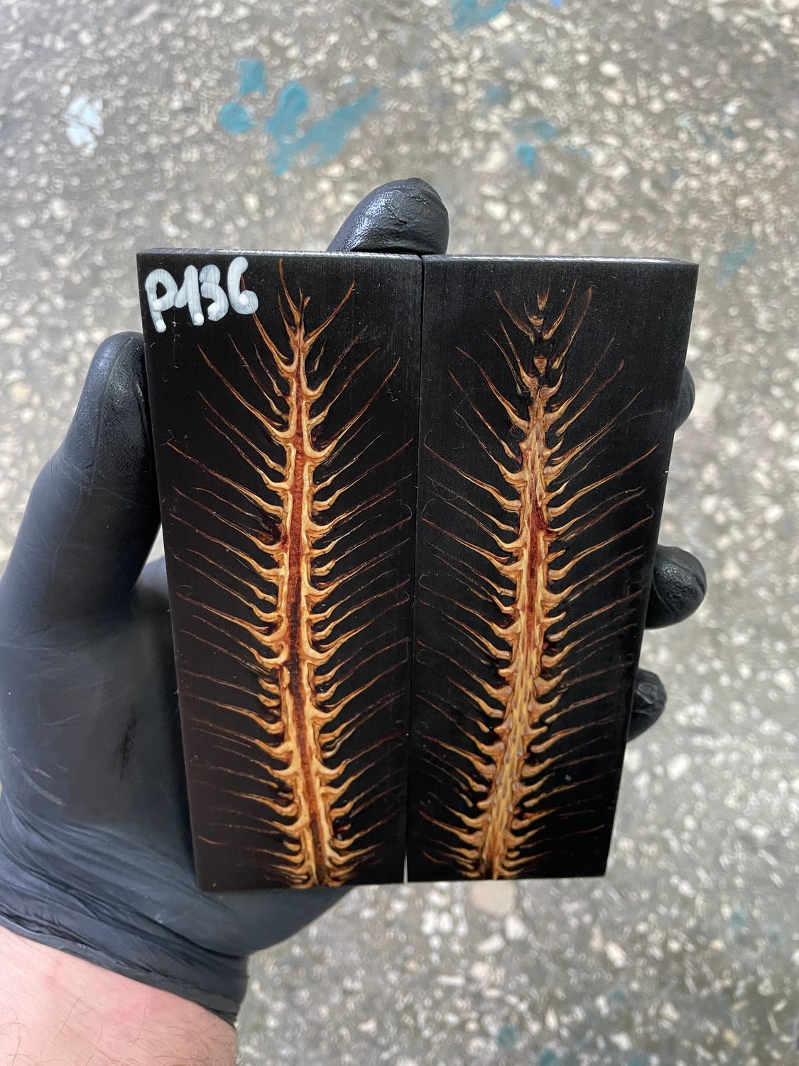 pinecone resin knife scales pair handle material P136