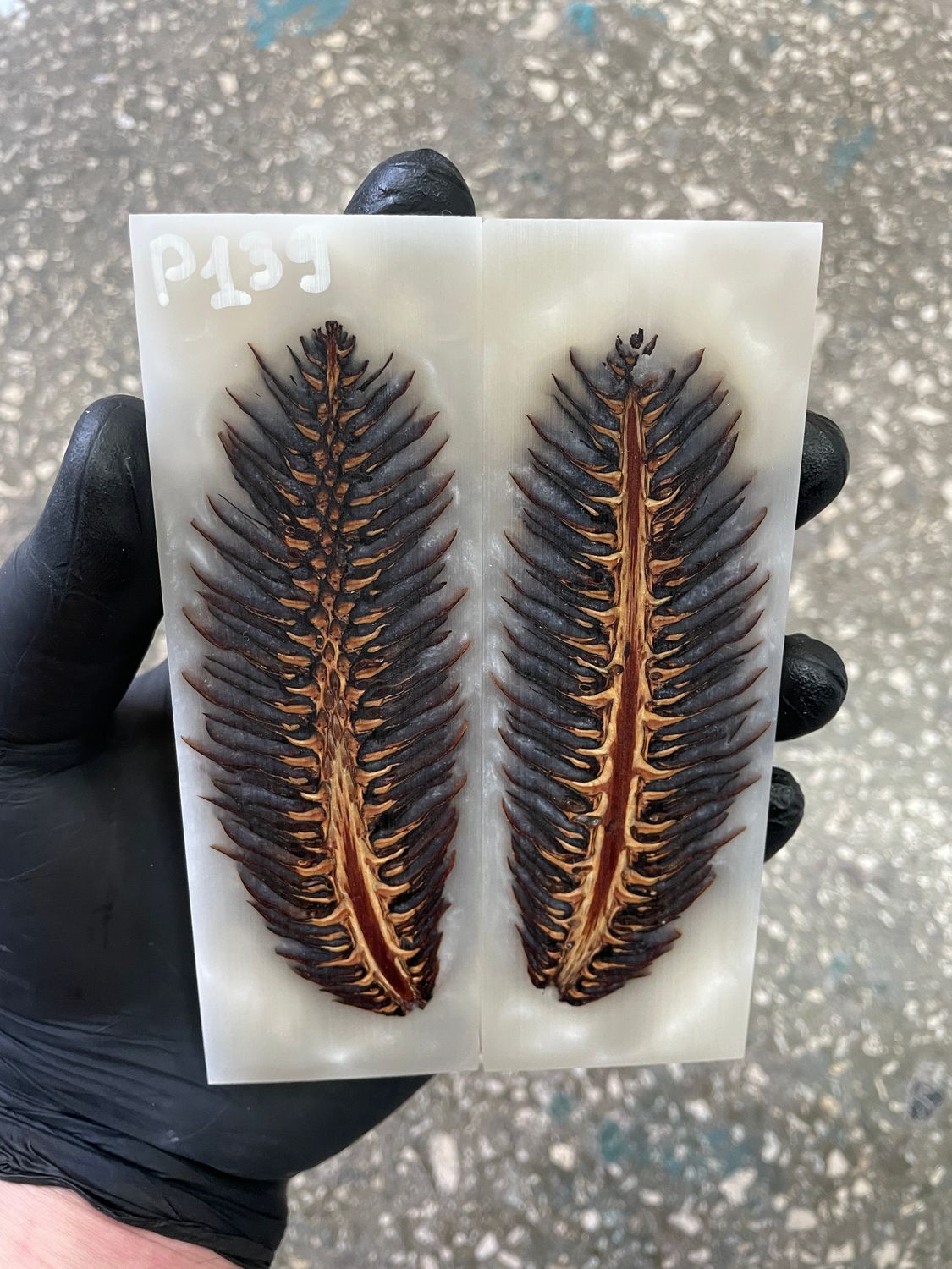 pinecone resin knife scales pair handle material P139